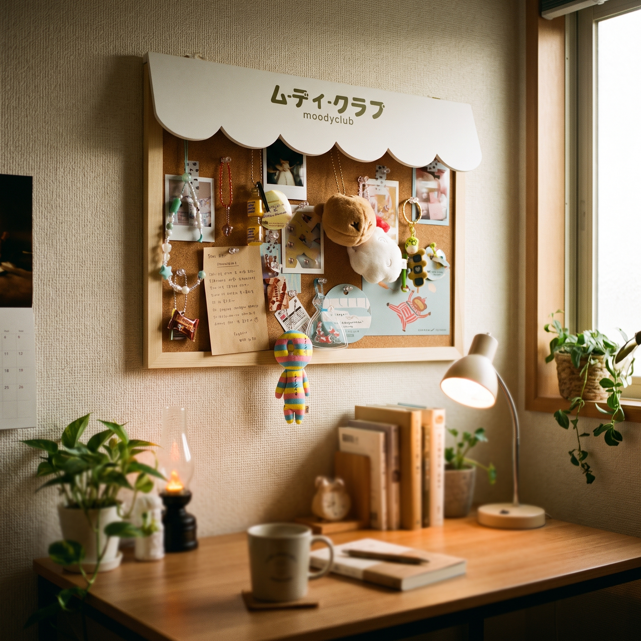 Cork message board on a bedroom wall